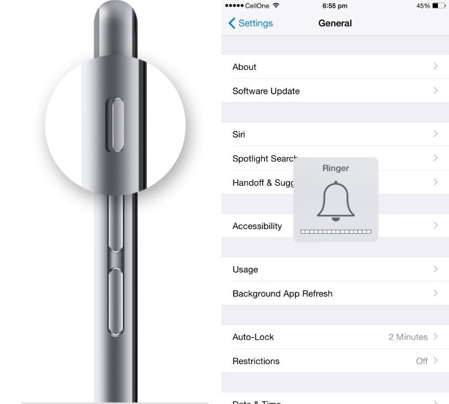 Toggle Mute Vibrate iPhone